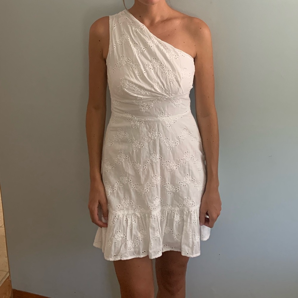 One Shoulder White Dress